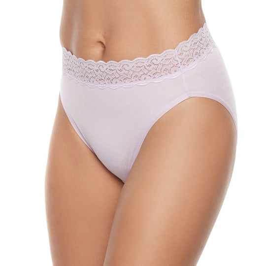 Vanity Fair Womens Flattering Lace Cotton Stretch Hi Cut Panty