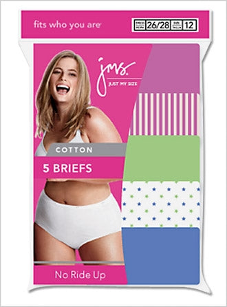 Just My Size Women's Assorted Brief Underwear, 6-Pack 