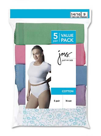 Just My Size JMS Women's No Pinch Waistband Cotton 5-Pack Multi