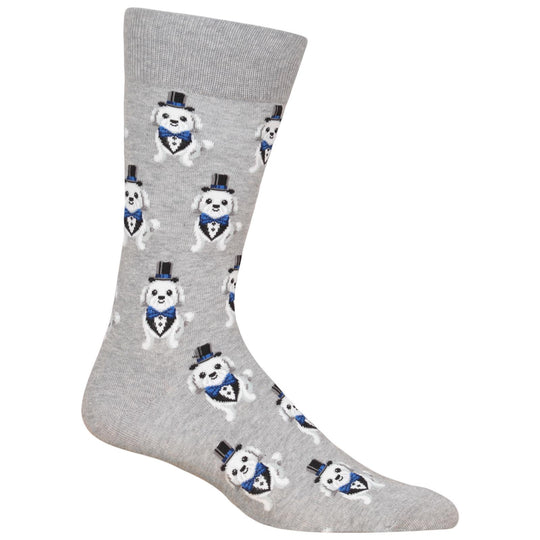 Hot Sox Mens Tuxedo Dog Crew Socks