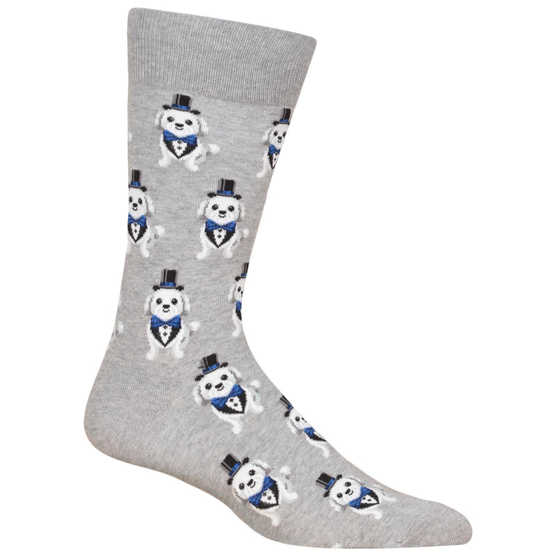 Hot Sox Mens Tuxedo Dog Crew Socks