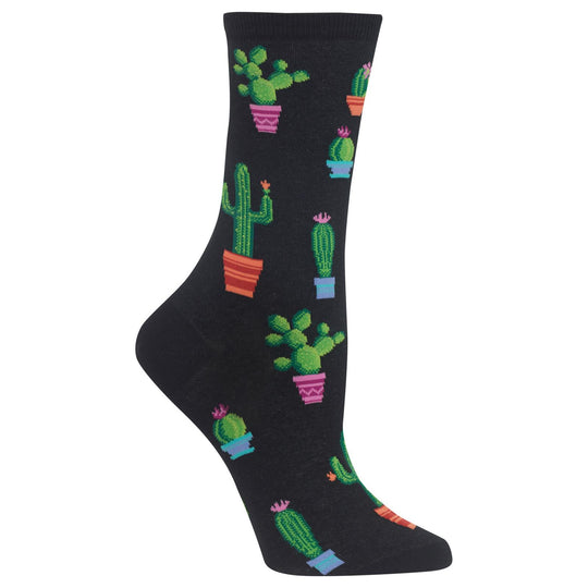 Hot Sox Womens Potted Cactus Crew Socks