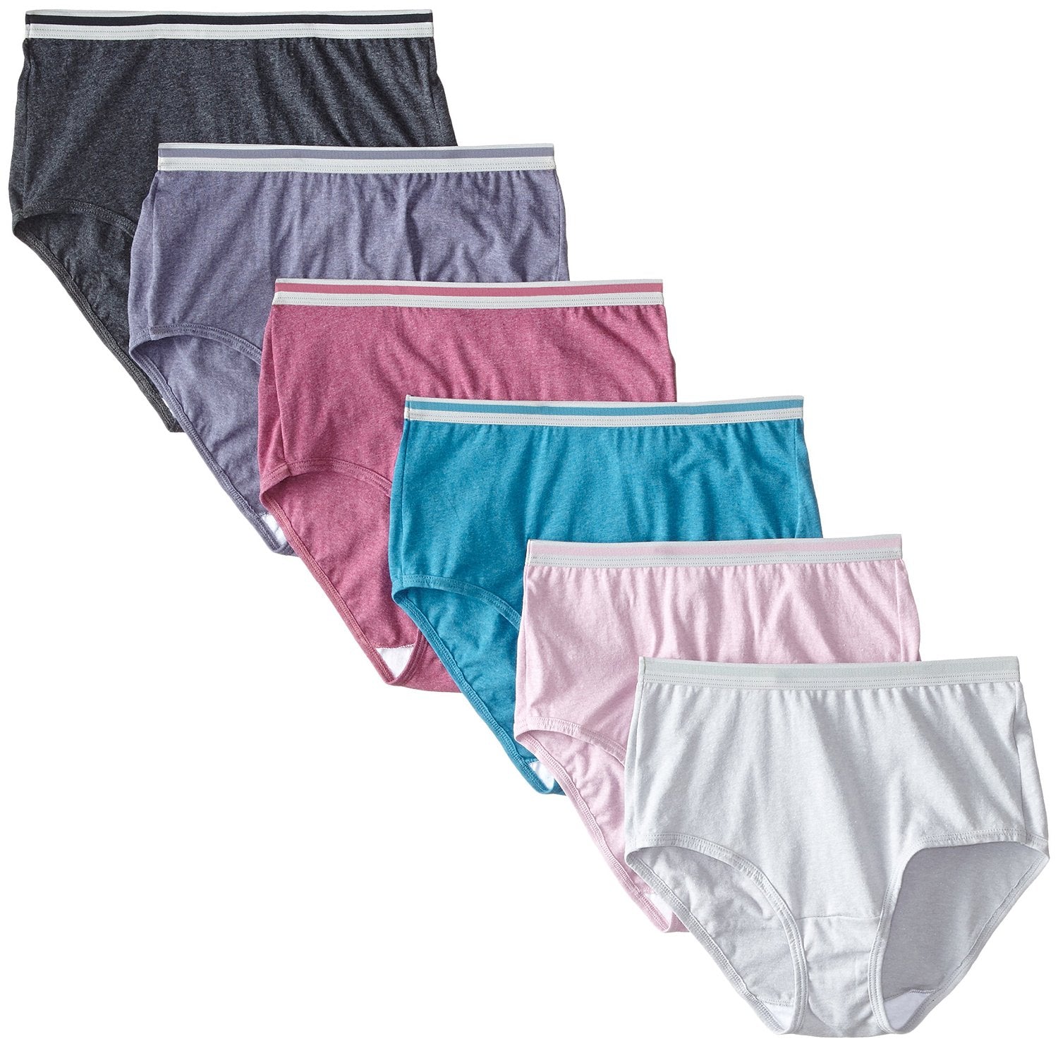 Women's Assorted Heather Brief Panties, 6 Pack