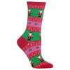 Hot Sox Womens Santa Fair Isle Crew Socks