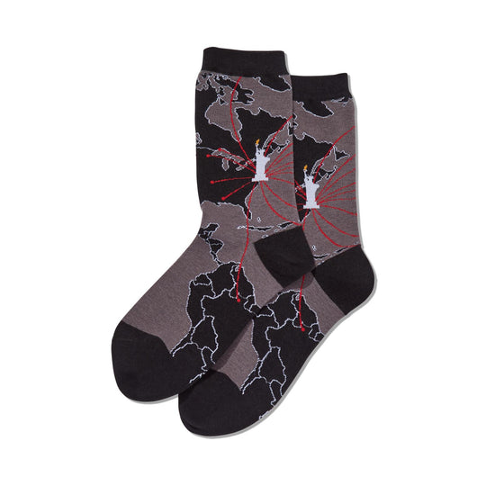 Hot Sox Womens World Map Crew Socks