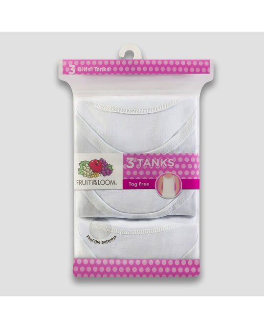 Fruit of the Loom Girls White Tanks 3 Pack