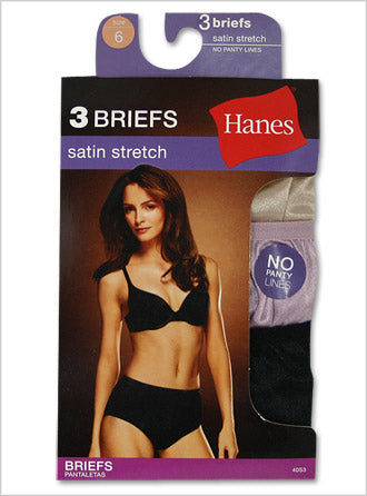 Hanes Women's Body Creations Stretch Satin Hi-Cut Panties 3 Pack