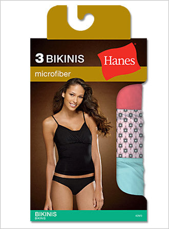 42M3AS - Hanes Women's Body Creations Microfiber Bikini 3 Pack