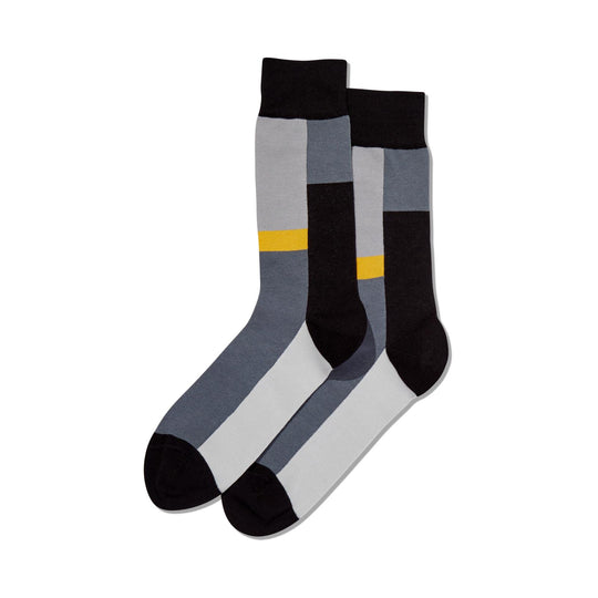 Hot Sox Mens Color Block Stripe Crew Socks