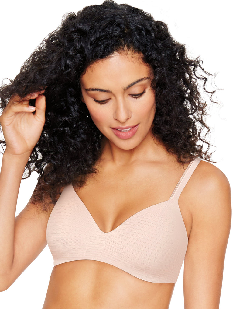 Hanes Ultimate Women's Wireless Bra, Seamless Comfy Support Porcelain L 