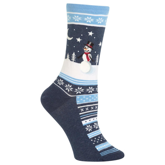 Hot Sox Womens Snowman Scene Crew Socks