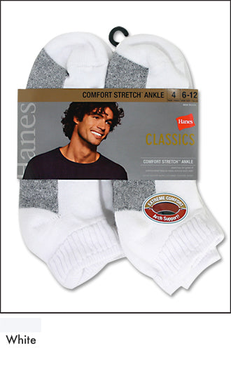 Hanes Men's 4-Pack Comfort Stretch Ankle Socks