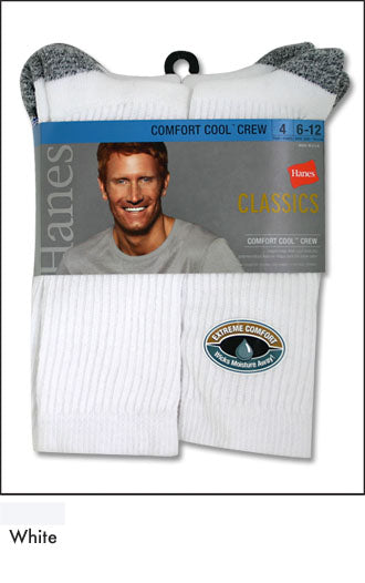 Hanes Classics Men's 4-Pack Comfort Cool Crew Socks