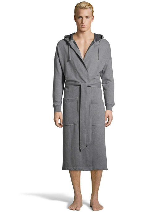 Hanes Mens 1901 Heritage Fleece Hooded Robe