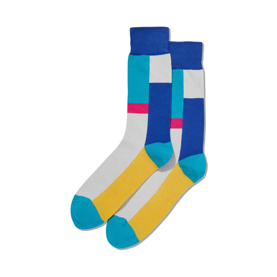 Hot Sox Mens Color Block Stripe Crew Socks