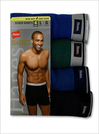 Hanes Men's Classics ComfortFlex Waistband Dyed Cotton Boxer Briefs 4-Pack