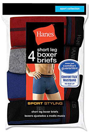 Hanes Men's Short Leg Sport Styling Boxer Brief 4-Pack