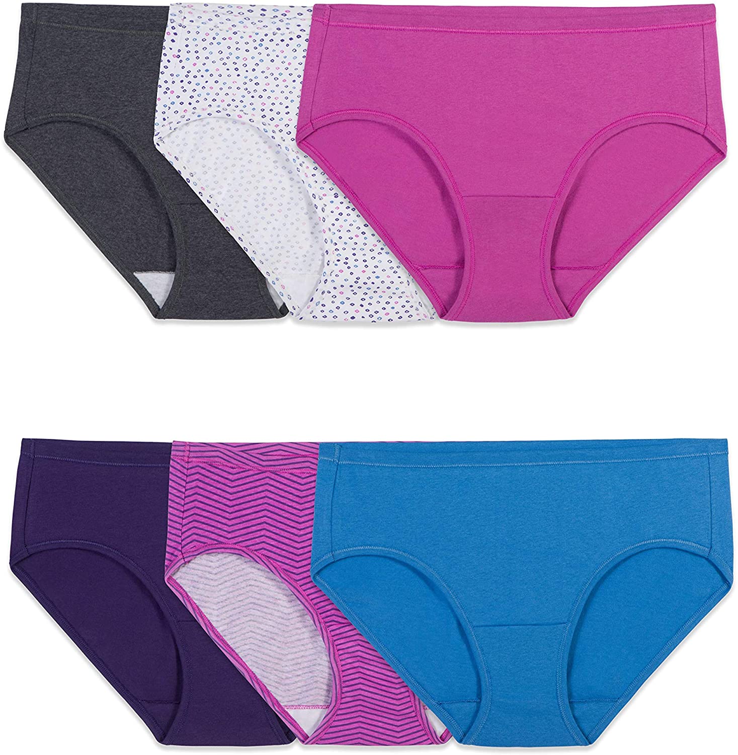 6 Pack of Fruit of the Loom Women's Underwear Cotton Bikini Panty