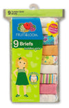 Fruit of the Loom Toddler Girls 9-Pack Assorted Briefs