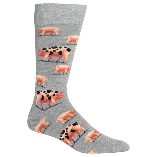 Hot Sox Mens Spotted Pig Crew Socks