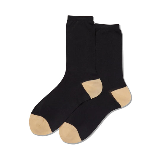 Hot Sox Womens Contrast Heel and Toe Crew Socks