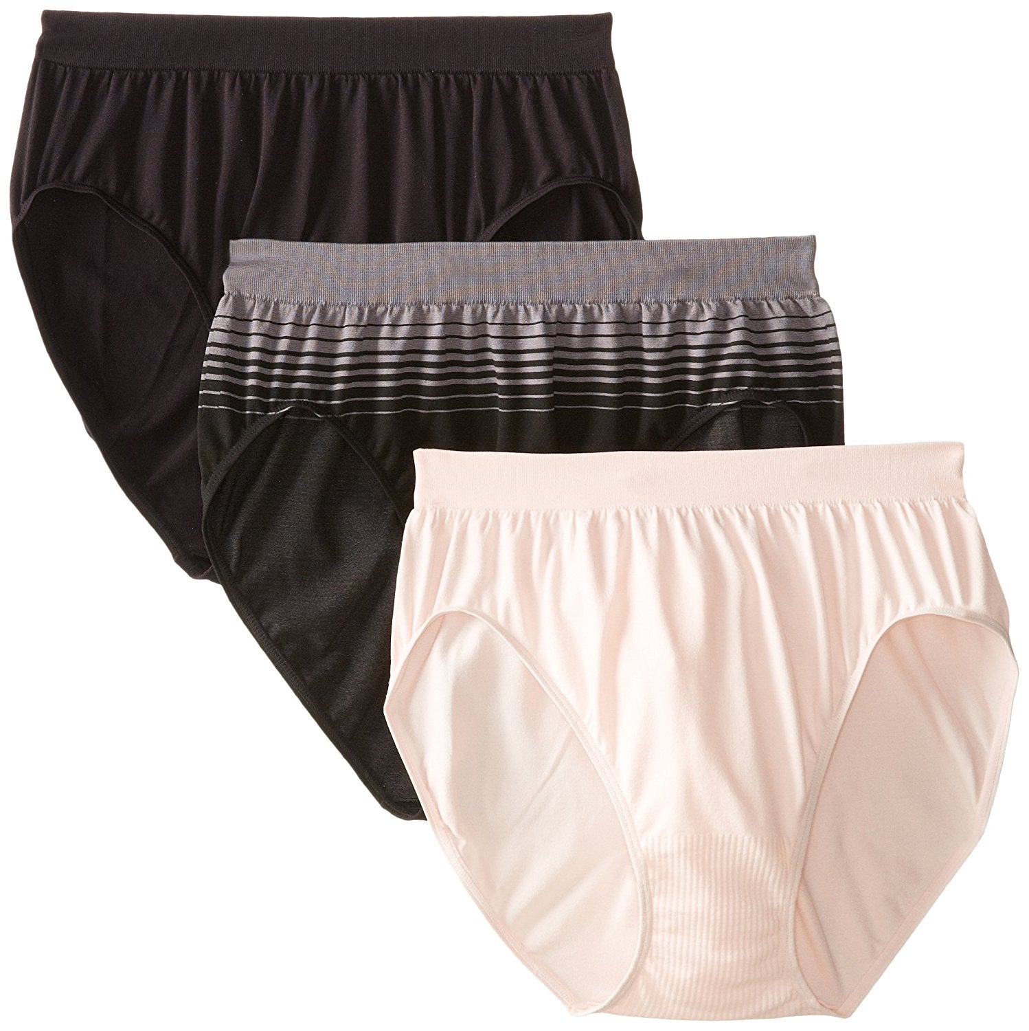 Bali Comfort Revolution Microfiber Hi-Cut Panty, 3-Pack Pale Seafoam/In the  Navy/Purple Rose Dot 6/7 Women's 