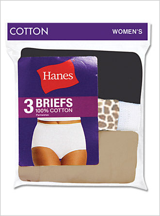 Hanes Women's Assorted Cotton Briefs Knickers (3 Pack), 8, Assorted :  : Fashion