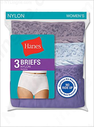 D70LWH - Hanes Women's Plus Nylon Briefs 3-Pack