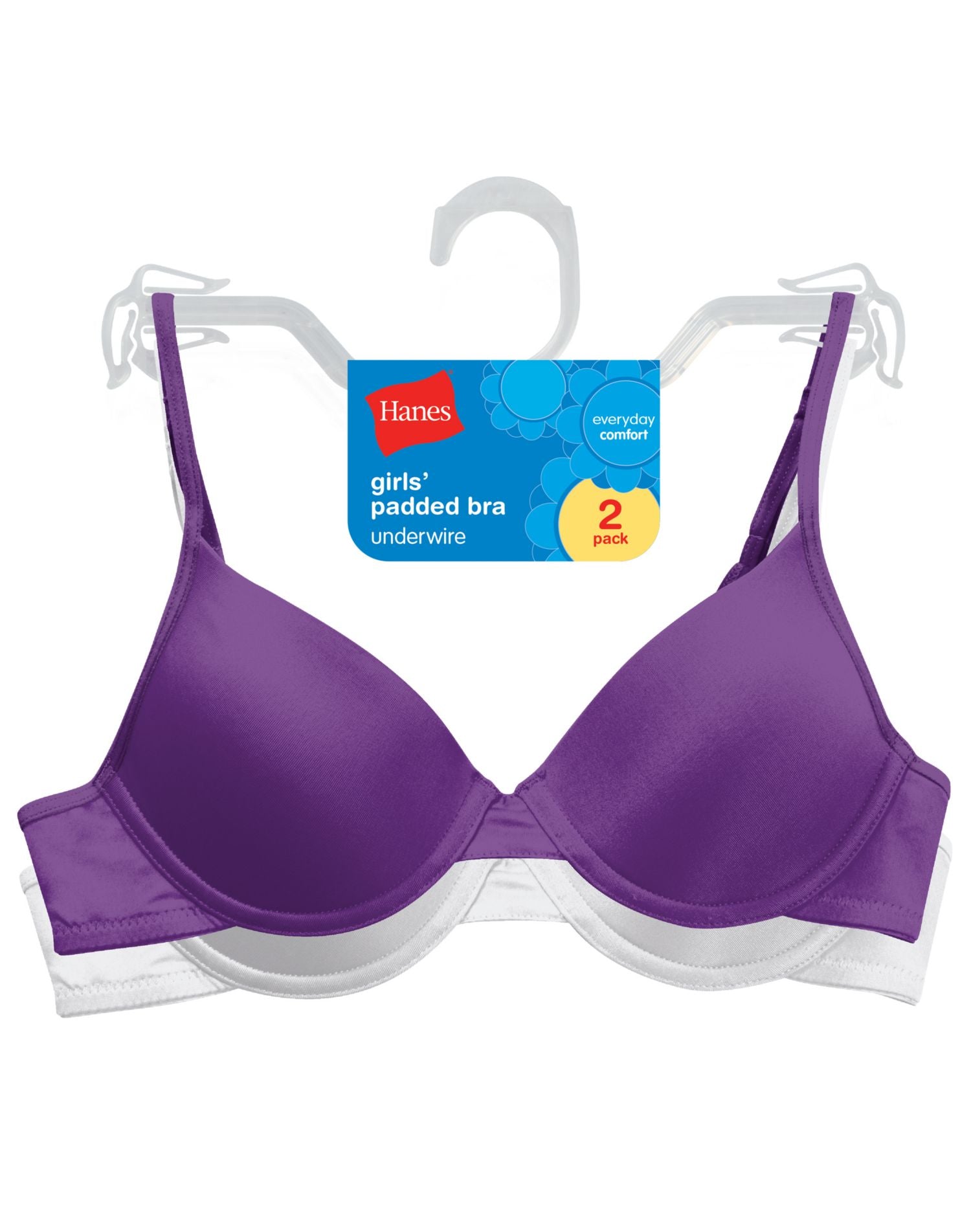 Buy Hanes women padded comfort wireless venetian bra purple Online