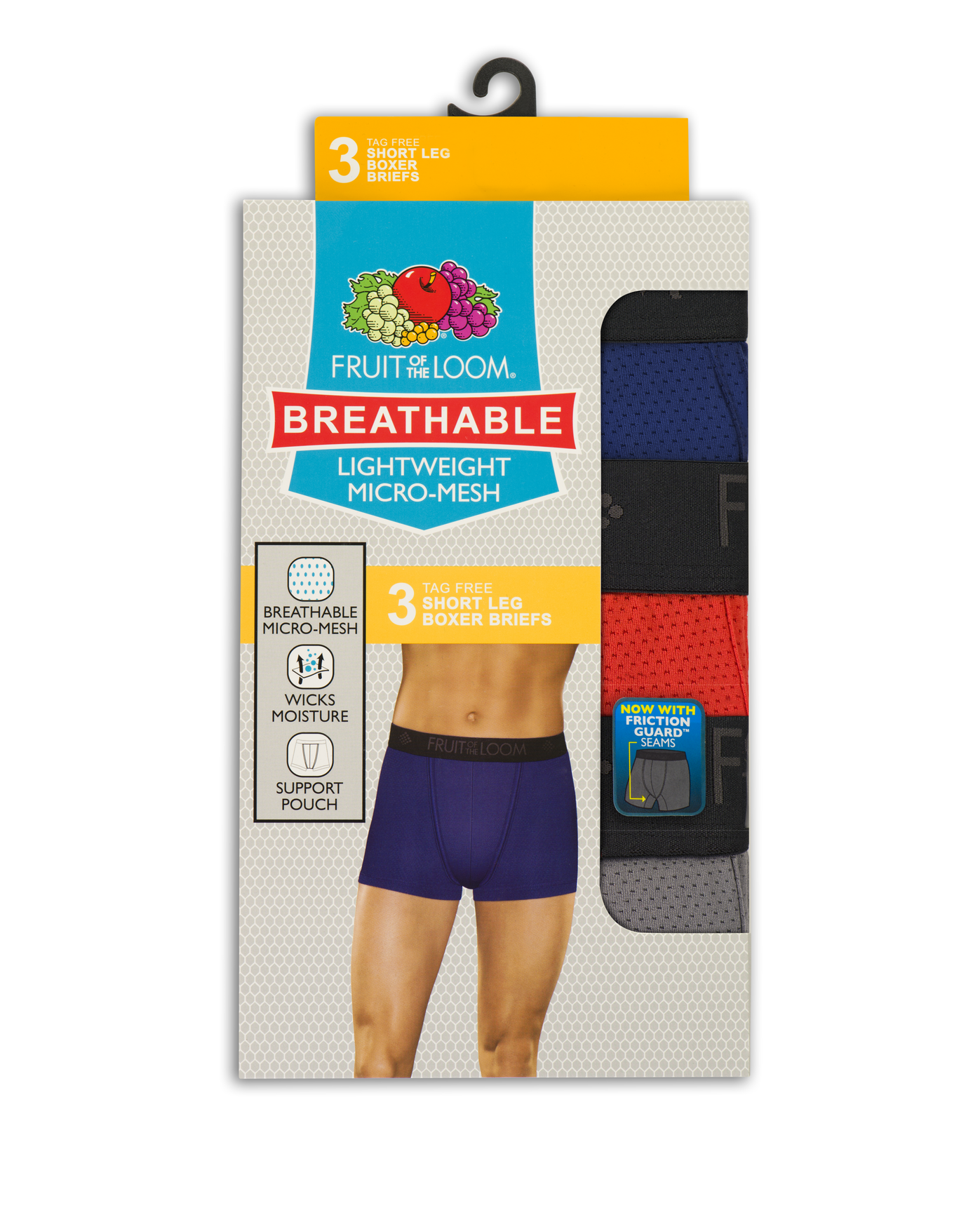 Men's Breathable Cotton Micro-Mesh Assorted Color Boxer Brief