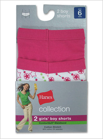 GCTGBS - Hanes Girls ComfortSoft Waistband Cotton Stretch Boy Shorts