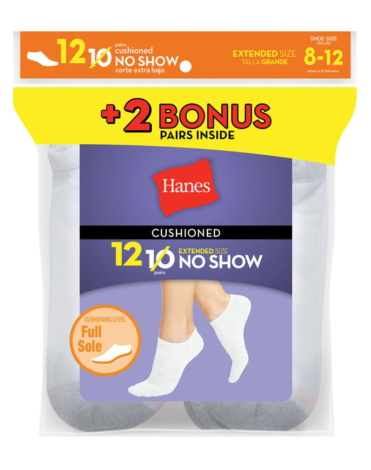 Hanes Women`s 12-Pack Cushion No-Show Socks