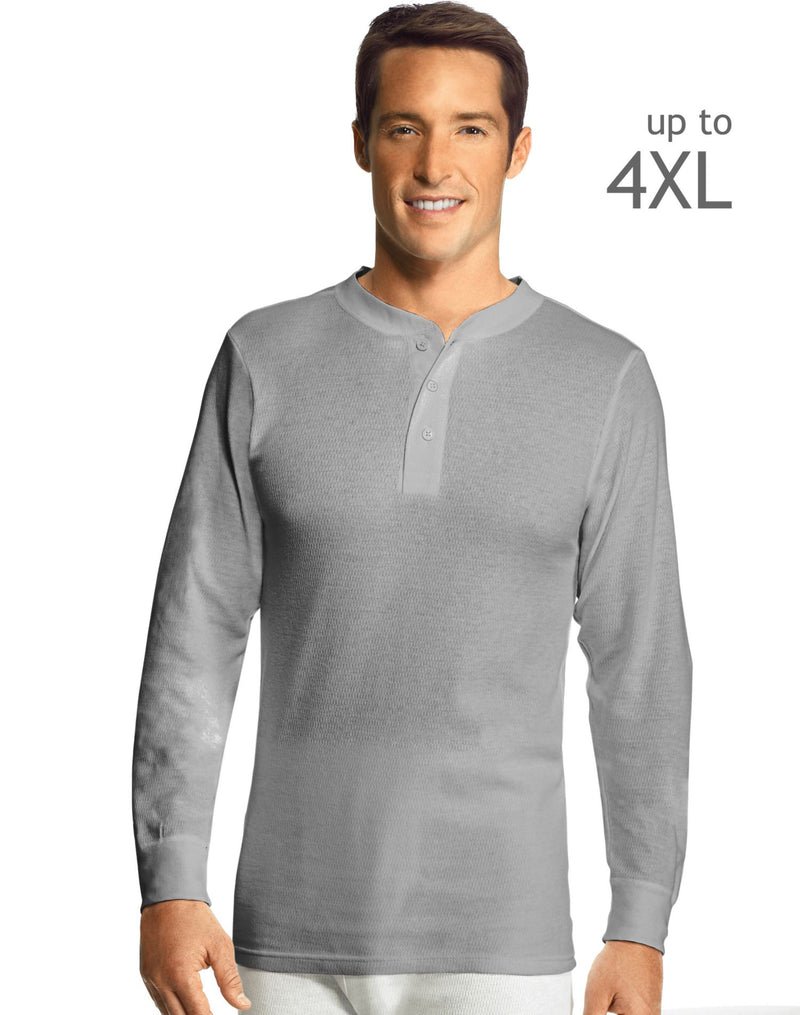 Hanes Men`s X-Temp Thermal Henley 3X-4X