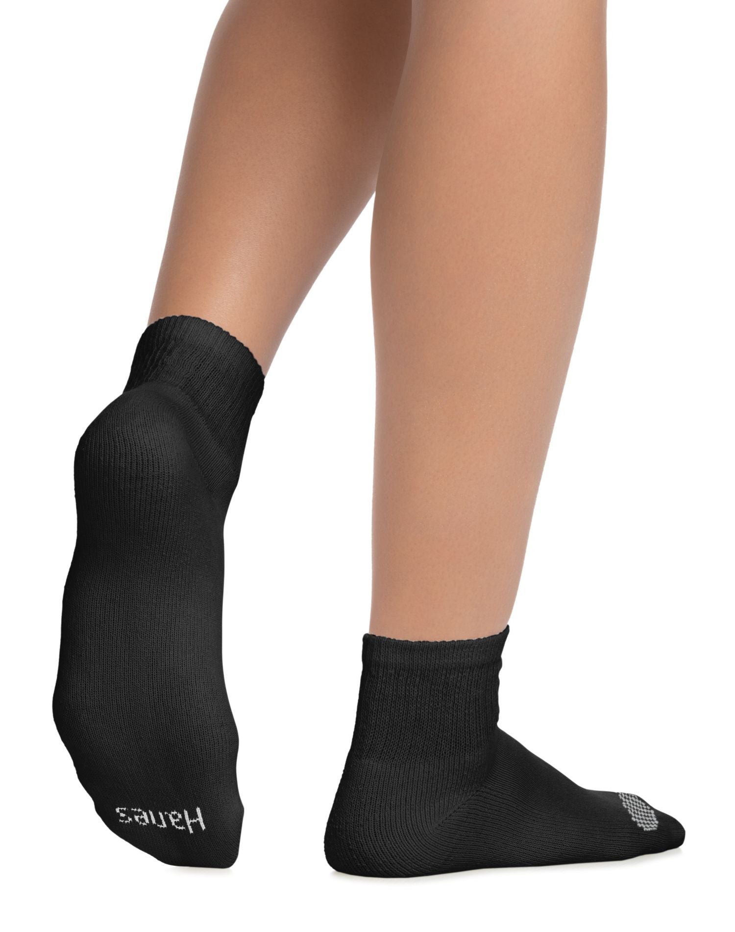 Hanes Comfort Fit Women's Ankle Socks, 6-Pairs Black/Pink 5-9