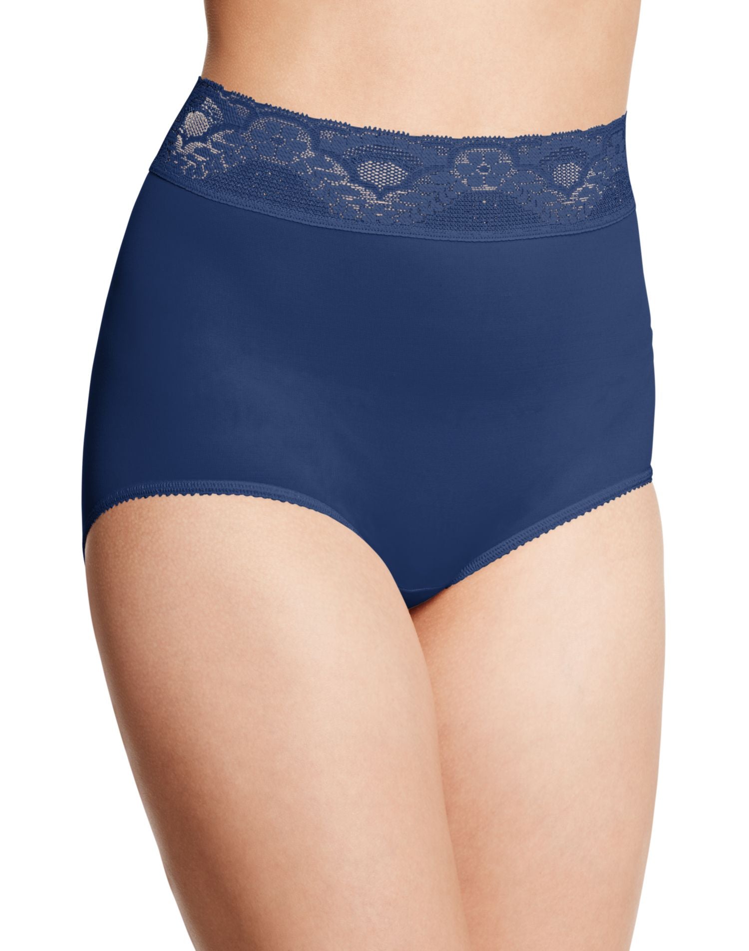 BALI Lacy Skamp Panties Style 2744 Brief Nylon Spandex Cotton Liner Sizes 5  - 6
