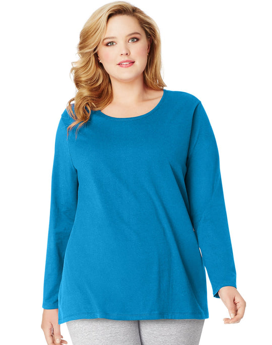 Just My Size Women`s Long-Sleeve Scoop-Neck Tee