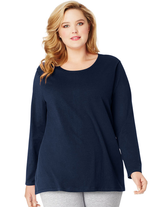 Just My Size Women`s Long-Sleeve Scoop-Neck Tee