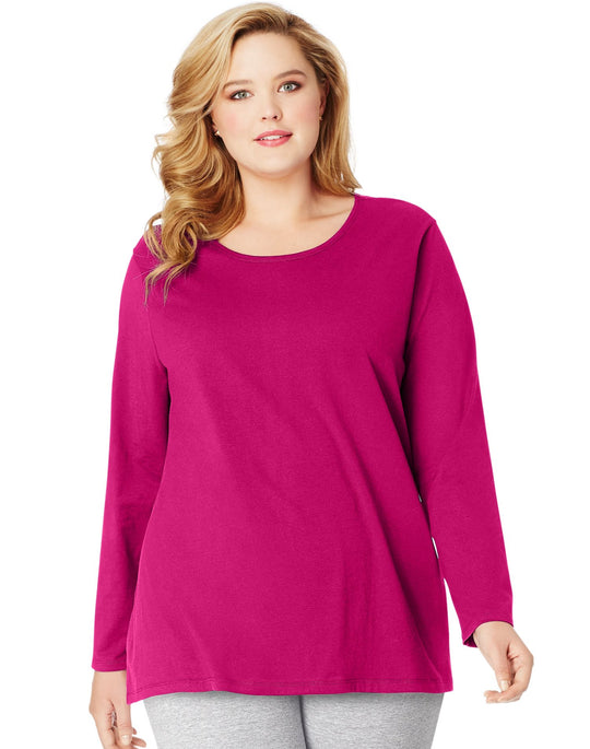 Just My Size Women`s Long-Sleeve Scoop-Neck Tee