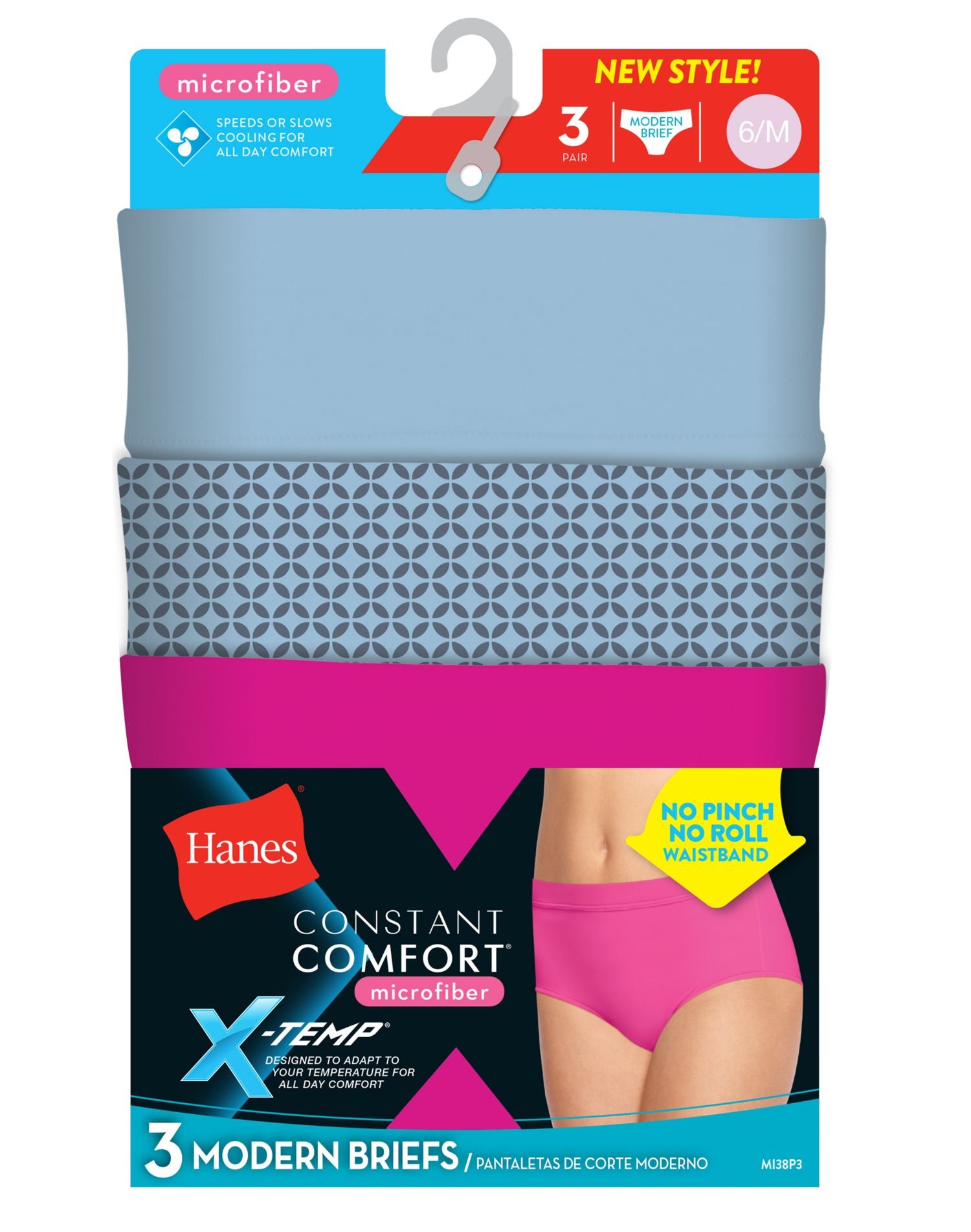 Hanes Womens X-Temp Constant Comfort 3-Pack Microfiber Modern