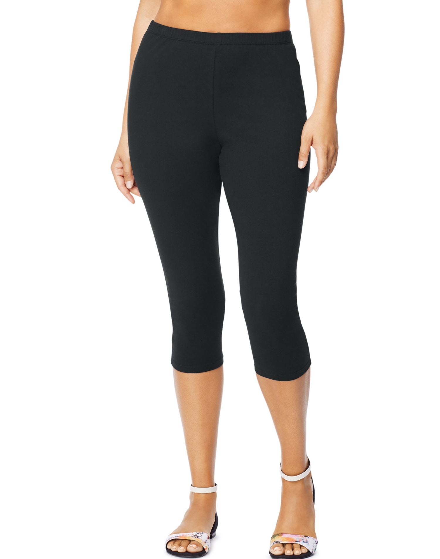 STRETCH COTTON CROPPED LEGGINGS