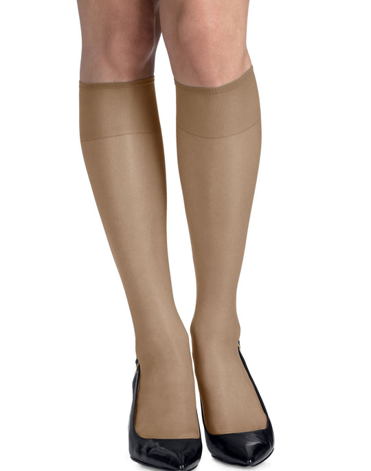 Hanes Silk Reflections Knee Highs, Reinforced Toe 2 Pair Pack