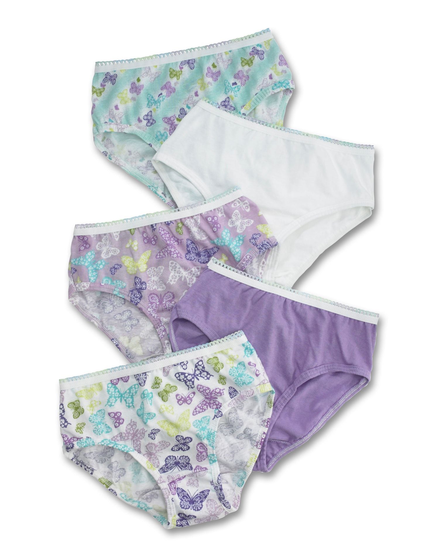 Hanes Girls' No Ride Up Cotton Colored Briefs 9-Pack, Butterfly Floral,  Size - 12