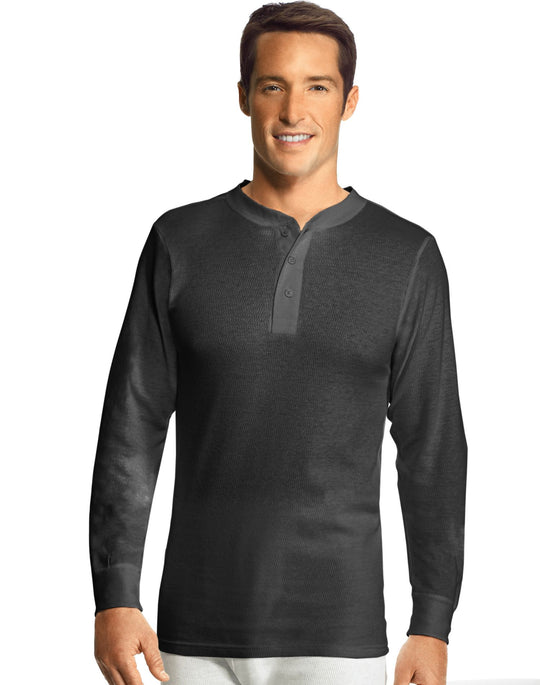 Hanes Men`s X-Temp Thermal Henley 3X-4X