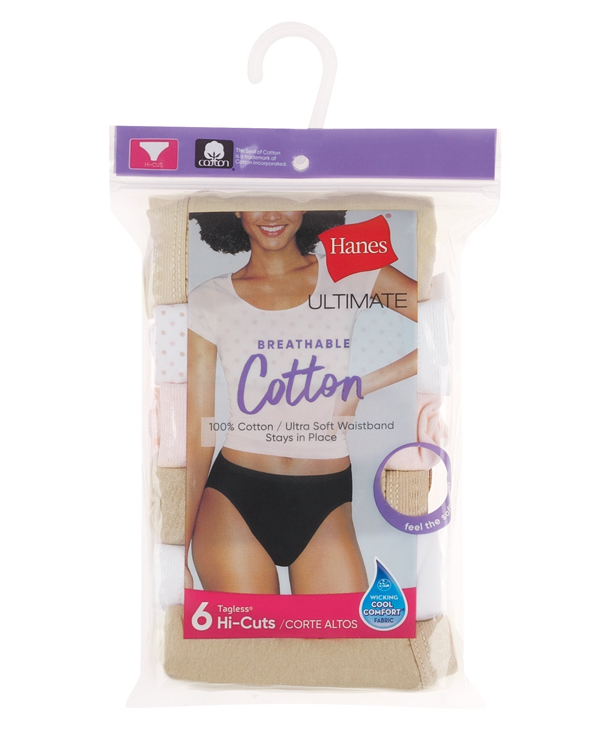 Buy Hanes Women's 10-Pack Cotton Hi-Cut Panty, black, 8 at