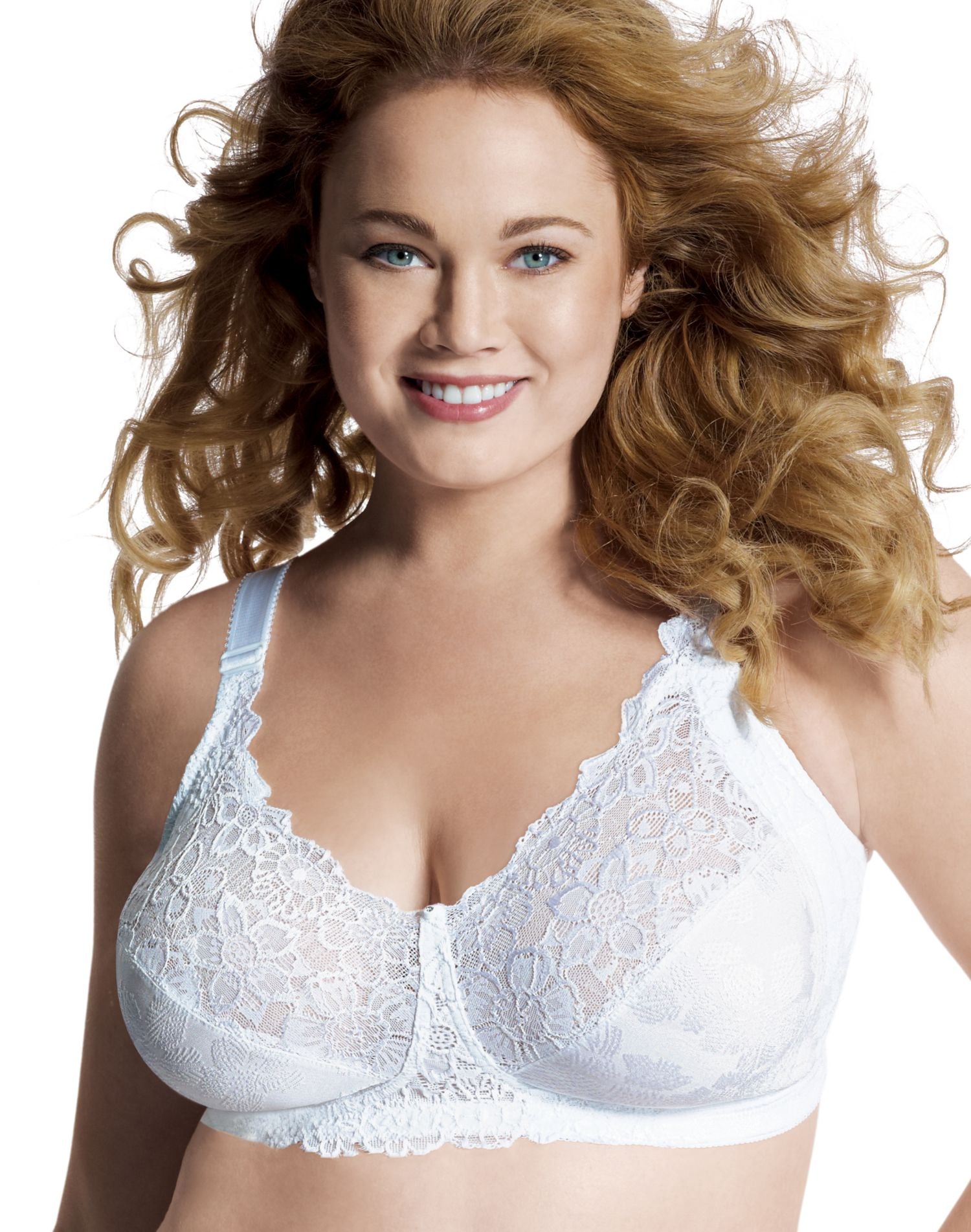 Just My Size Bra 46D White Front Close Wirefree