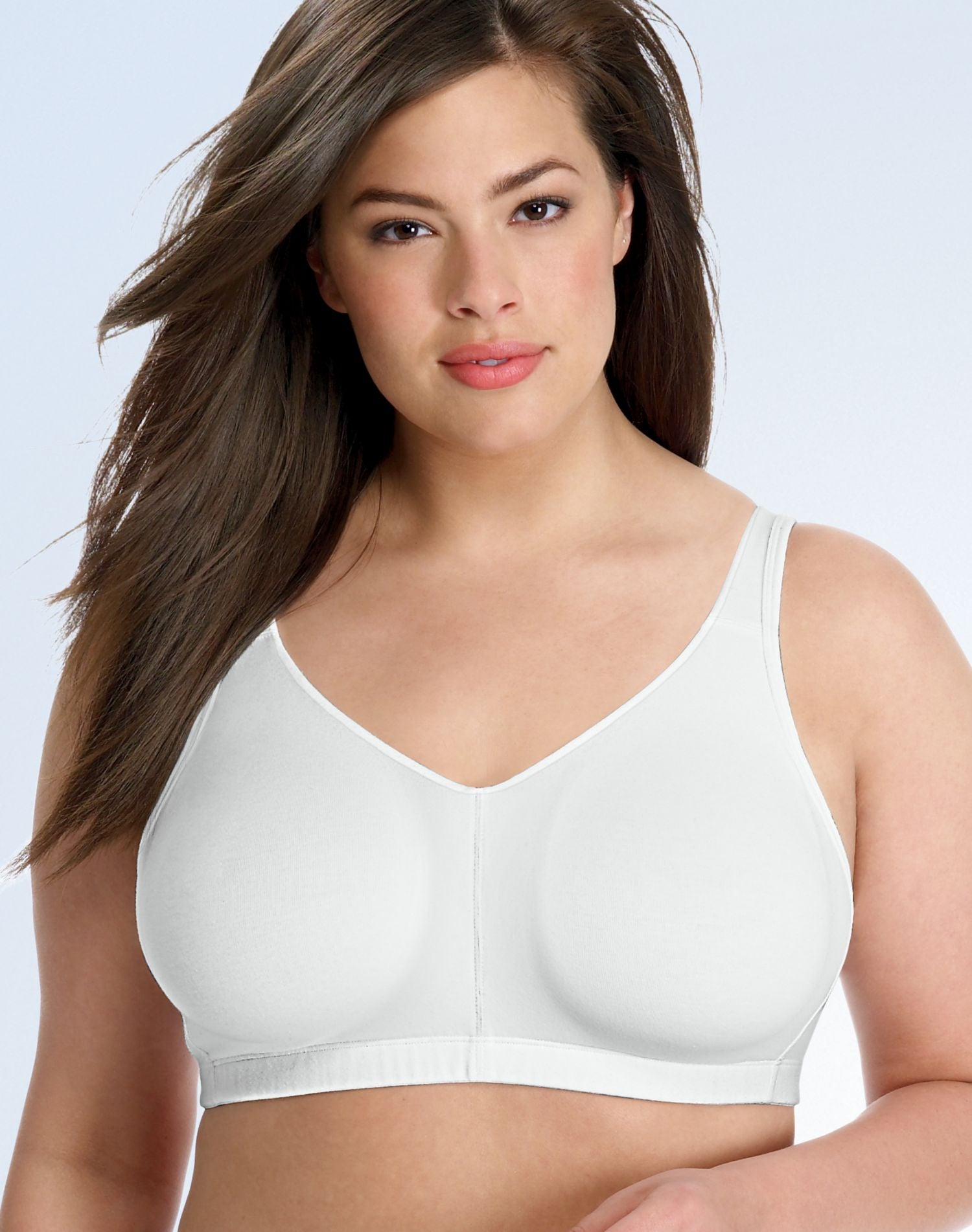 Just My Size Bra 46D White Front Close Wirefree