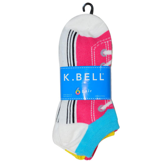 K. Bell Womens 6 Pair Pack No Show Socks