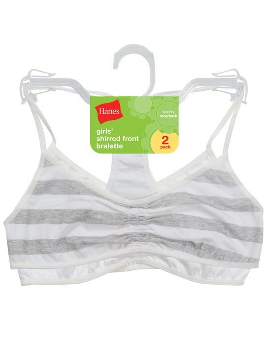 Hanes Girls' Shirred Front Racerback Bralette 2-Pack