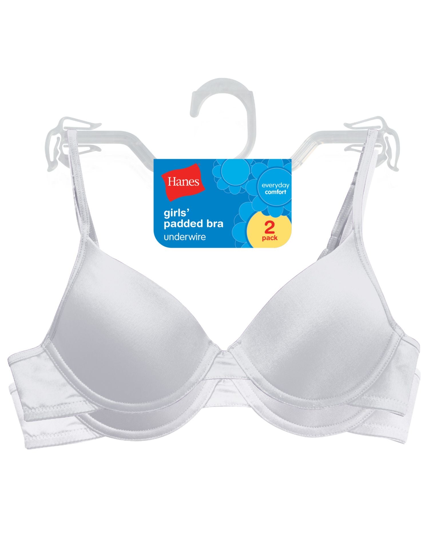 NWT Hanes Girls Padded Bras 3 pack size Medium solid pink, white