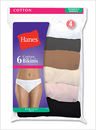 Hanes Cool Comfort Women's Cotton Bikini Panties 6-Pack PP42CA